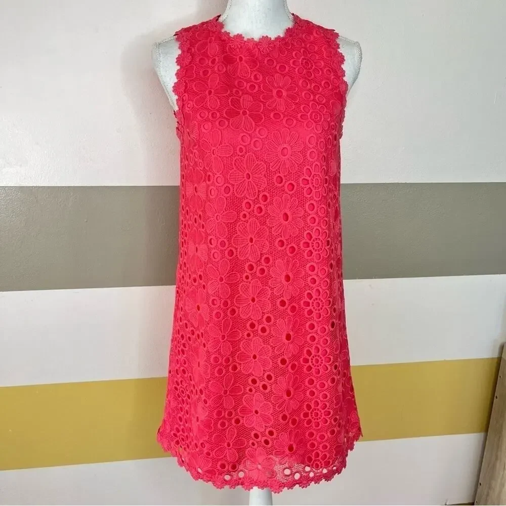 Kate Spade Pink Peach Sherbet Floral Lace Business Wedding Cute Feminine Dress 2